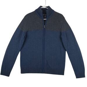 Kenneth Cole Reaction men's cardigan sweater in blue & gray.